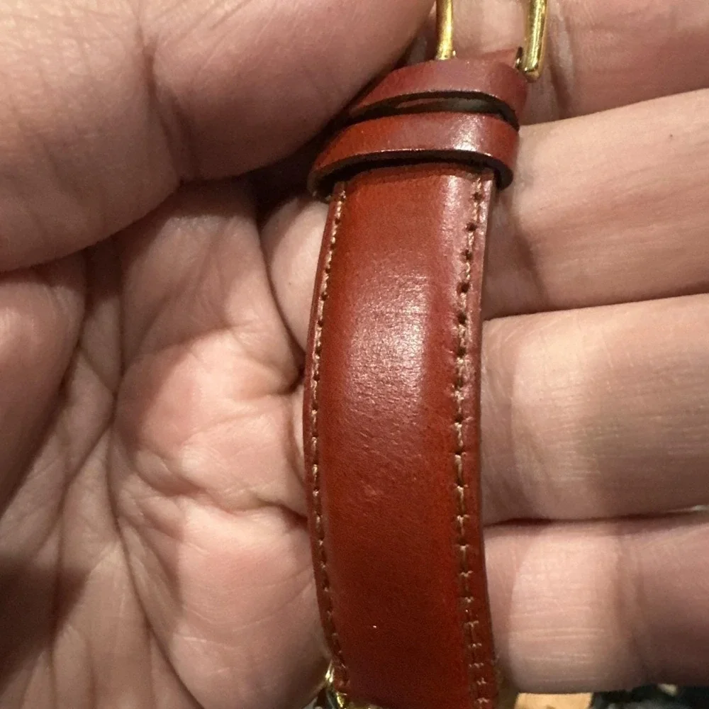 Working Chiral Quartz with Red/Brown Strap Ladies Watch 37mm New Battery Fit 7.5
